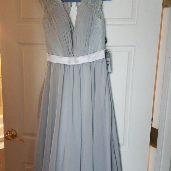 Gray Lace Tea Length Dress, Cap Sleeve Alterations - Picture 2 of 8